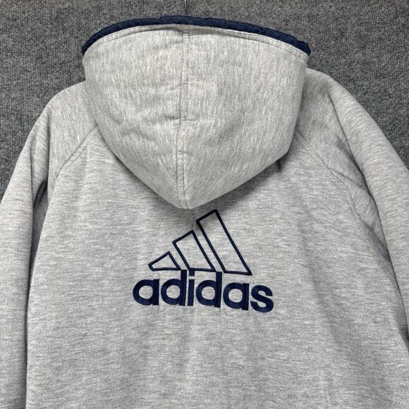 Vintage Y2K Adidas Reversible Hooded Stadium Blue Puffy Jacket Men Size Large - Picture 5 of 15